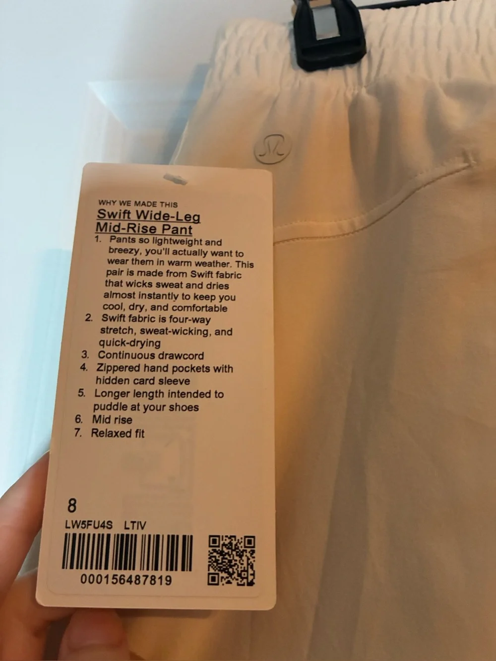 🆕 Lululemon Swift Mid-Rise Wide-Leg Pant in Light Ivory Size 8